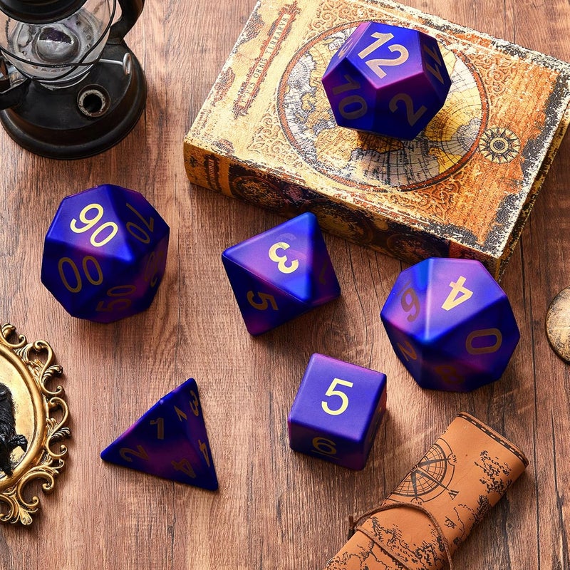 Arrowbash 6 Pcs Jumbo Polyhedra Dice 3.94 Inch Jumbo Foam Polyhedral Dice 6 Set 4, 6, 8, 10, 12 Sides Gifts for Games Teach Numbers Addition Subtraction Probability Learning (Starry Sky Purple) - Image 4